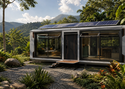 Sustainable Woodstock Microhome with eco-friendly features in Costa Rica.