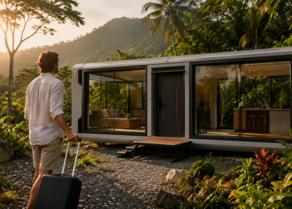 Expat arriving at a Woodstock Microhome to begin life in Costa Rica.