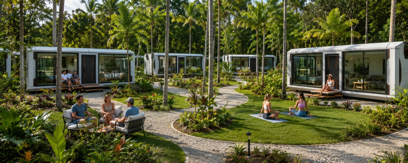 Expat-friendly community in Costa Rica featuring Woodstock Microhomes.