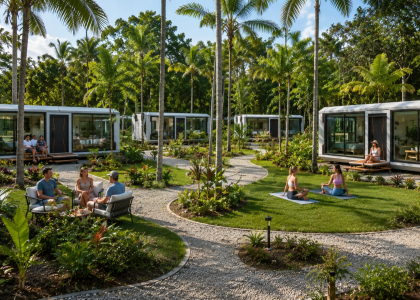 Expat-friendly community in Costa Rica featuring Woodstock Microhomes.