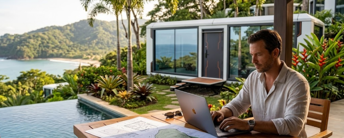 Expat investor reviewing a Woodstock Microhome opportunity in Costa Rica.